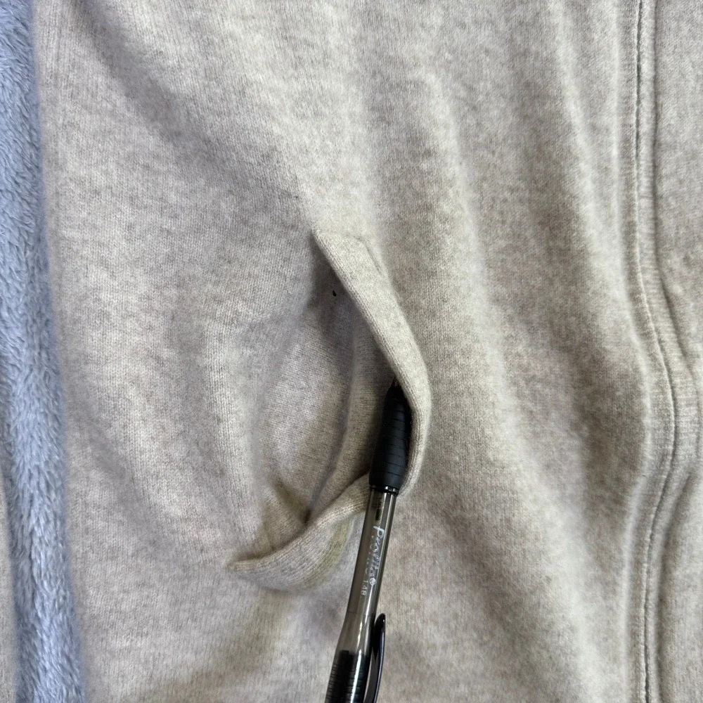 J Crew Sweater Mens Medium Beige 100% Cashmere Full Zip Up Preppy Quiet Luxury